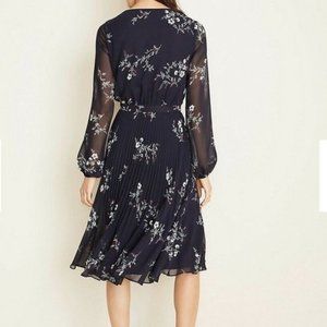Ann Taylor Floral Pleated Flare Dress 
